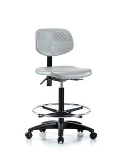 Fisherbrand™ Polyurethane Chair - High Bench Height with Seat Tilt, Chrome Foot Ring, and Casters