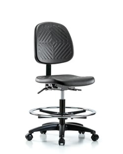 Fisherbrand™ Polyurethane Chair - Medium Bench Height with Medium Back, Chrome Foot Ring, and Casters in Polyurethane