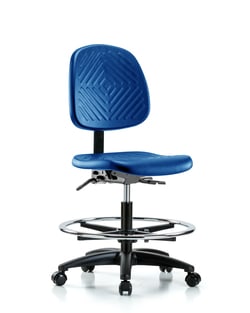 Fisherbrand&trade;&nbsp;Polyurethane Chair - Medium Bench Height with Medium Back, Chrome Foot Ring, and Casters in Polyurethane