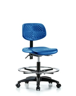 Fisherbrand&trade;&nbsp;Polyurethane Chair - Medium Bench Height with Chrome Foot Ring and Casters in Black Polyurethane