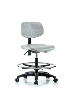 Fisherbrand™ Polyurethane Chair - Medium Bench Height with Chrome Foot Ring and Casters