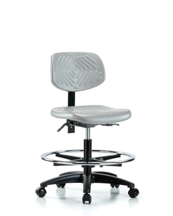 Fisherbrand™ Polyurethane Chair - Medium Bench Height with Seat Tilt, Chrome Foot Ring, and Casters