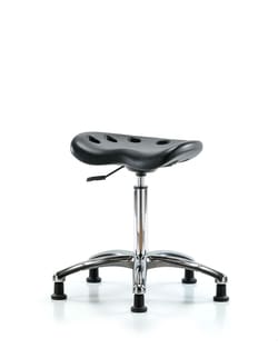 Fisherbrand™ Polyurethane Tractor Stool Chrome - Medium Bench Height with Stationary Glides in Polyurethane