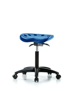 Fisherbrand Polyurethane Tractor Sit-Stand Stool - Medium Bench Height with Chrome Casters in Polyurethane Blue | Buy Online | Fisher Scientific