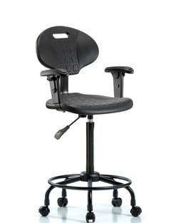 Fisherbrand™ Erie Polyurethane Chair - High Bench Height with Adjustable Arms, Round Tube Base and Casters in Polyurethane