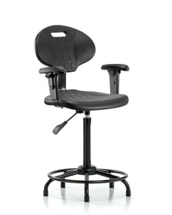 Fisherbrand™ Erie Polyurethane Chair - High Bench Height with Adjustable Arms, Round Tube Base and Stationary Glides in Polyurethane