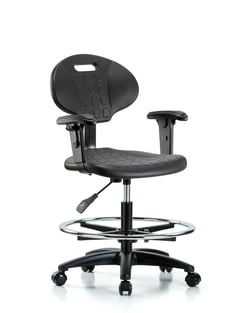 Fisherbrand™ Erie Polyurethane Chair - Medium Bench Height with Chrome Foot Ring, Adjustable Arms, and Casters in Polyurethane