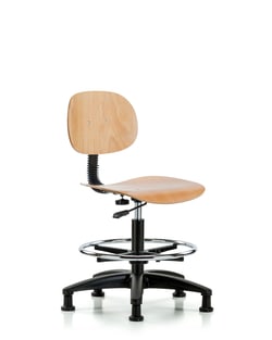 Fisherbrand™ Wood Chair - Medium Bench Height with Chrome Foot Ring