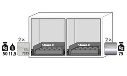 Asecos UB-S-30 Underbench Safety Storage Cabinets 2x 50 kg/12 L drawers;