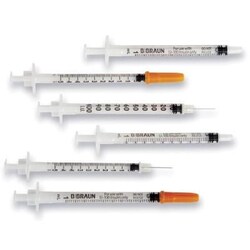 B Braun X100 Omnican 50, U-100 insulin, 0.5 ml / 50 I.U. with needle 0,3x8
