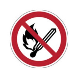 Brady™ ISO 7010 Sign - No open flame, Fire, open ignition source and smoking prohibited