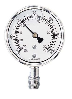 Cole Parmer 30" Hg to 30 psi and -100 to 200 kPa Dual-Scale Gauge, Bottom