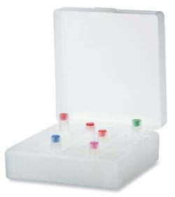 Cole Parmer Polypropylene storage boxes with hinged lid for100 1.5ml tubes,
