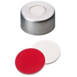 Kinesis X1000 Crimp cap silicone/PTFE septa silver aluminium red 8mm (pack