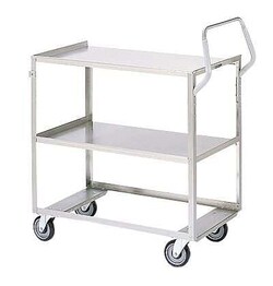 Cole Parmer Ergonomic Cart without Guard Rails, SS, 27" x 18",2 shelves,