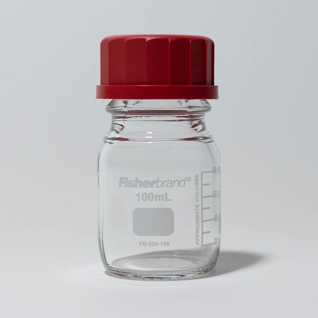Fisherbrand™ High Temperature Glass Media Bottles with Red Cap Capacity