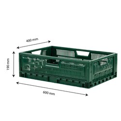 Gilac Foldable Stacking Crate Dimensions (L x W x H): 600 x 400 x 190 mm,