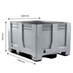 Gilac Pallet Container with 3 Runners Dimensions (L x W x H): 1000 x 1200