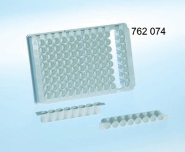 Greiner BioOne 96Well Polystyrene Flat Bottom Strip Plates, 1 x 8