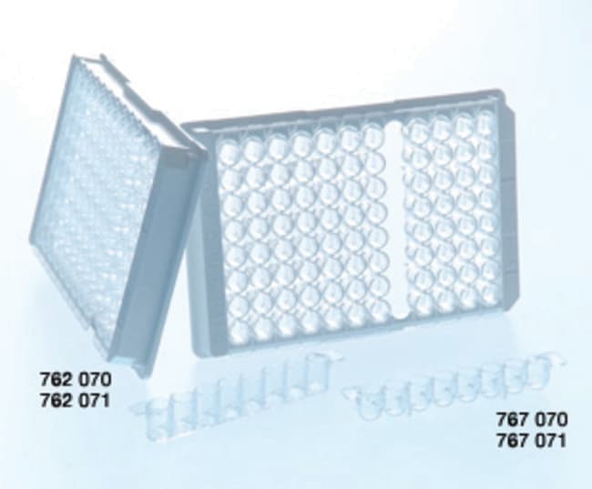 Greiner BioOne 96well Polystyrene Round Bottom Strip Plates, 1 x 8 strips 600 Revestimiento