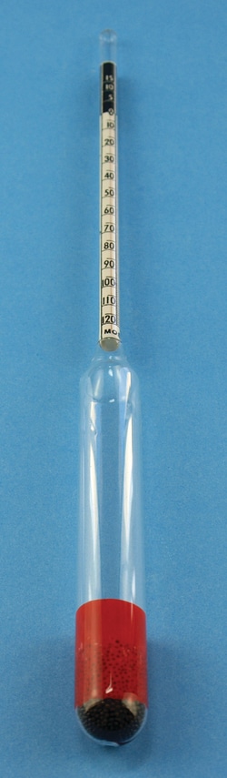 Karl Hecht Most- und Weinwaagen nach Oechsle, 0-120:1 ° und0-15:1 Vol.%,ohne