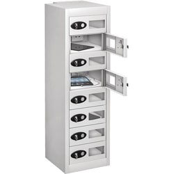 Manutan White 8 Door Vision Tablet Charging Locker 1000x305x370mm, Quantity: