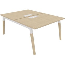 Manutan DIALOGUE Oak Leg Back To Back 2 Person Desk 1200x800mm White, Quantity: