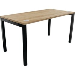 Manutan ASTROLITE Black Frame Straight Desk 1400x700mm Nebraska Oak, Quantity: