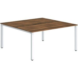 Manutan 2 Person Bench Desk - Walnut - White Leg - W 160 cm -Evolve+, Quantity: