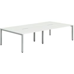 Manutan 4 Person Bench Desk - White - Silver Leg - W 120 cm -Evolve+, Quantity: