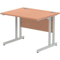 Manutan Straight Desk - Oak - Silver Cantilever Leg WxD 100x80 cm, Quantity: