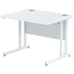 Manutan Straight Desk - White - White Cantilever Leg WxD 100x80 cm, Quantity: