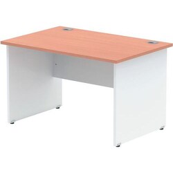 Manutan Straight Desk - Beech - White Panel Leg - WxD 120x80 cm, Quantity: