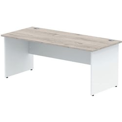 Manutan Straight Desk - Grey - White Panel Leg - WxD 180x80 cm, Quantity: