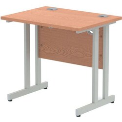 Manutan Straight Desk - Oak - Silver Cantilever Leg WxD 80x60 cm, Quantity: