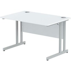 Manutan Straight Desk - White - Silver Cantilever Leg - WxD 120x80cm, Quantity:
