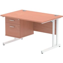 Manutan Beech Desk - White Cantilever Leg - 2 Drawer - WxD 120x80 cm, Quantity: