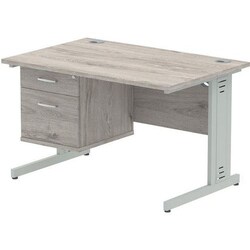 Manutan Grey Desk - Silver Cable Leg - 2 Drawer - WxD 120x80 cm, Quantity: