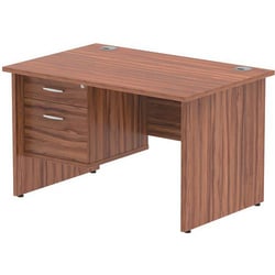 Manutan Walnut Desk - Panel Leg - 2 Drawer - WxD 120x80 cm, Quantity: Each