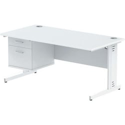 Manutan White Desk - White Cable Leg - 2 Drawer -WxD 160x80 cm, Quantity: