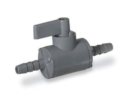Masterflex Ball Valve, 2-way, 3/8" barb, PP with Buna N seals, Quantity: