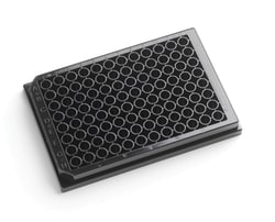 Porvair Sciences X100 96 well 350uL Polystyrene, Black, Tissue Culture