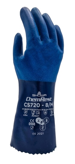 SHOWA CS720 Blue Chemical Resistant Gloves L | Buy Online | SHOWA | Fisher Scientific