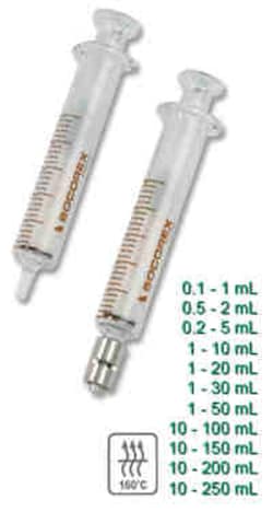 Socorex Dosys all glass 155 syringe, 100ml, Luer Lock, metal, Quantity: