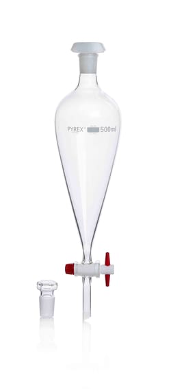 PYREX Päronformad separeringstratt av glas med PTFE-nyckel 100 ml | Buy Online | Pyrex | Fisher Scientific