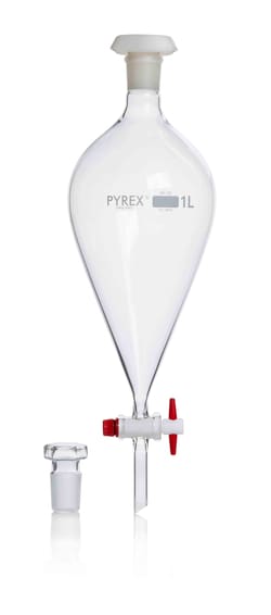 PYREX Pear-Shaped Glass Separating Funnel with PTFE Key 1000 mL | Buy Online | Pyrex | Fisher Scientific