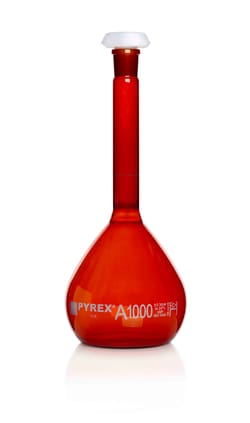 Pyrex Amber Borosilicate Glass Class A Volumetric Flask 1000 mL | Buy Online | Pyrex | Fisher Scientific