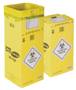 Griff Carton X20 Griff Carton Cardboard Clinical Waste Container, Yellow,