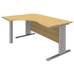 Manutan Asymmetric compact office 90 ° Silver, width overall: 160 mm, overall