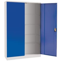 Manutan Manutan 4 Shelf Grey/Blue Flat Pack Cupboard 1950x1200x422mm, Quantity: